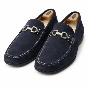 Donald J. Pliner DACIO Navy Suede Horsebit Loafers 12 Italian Slip-On Driver